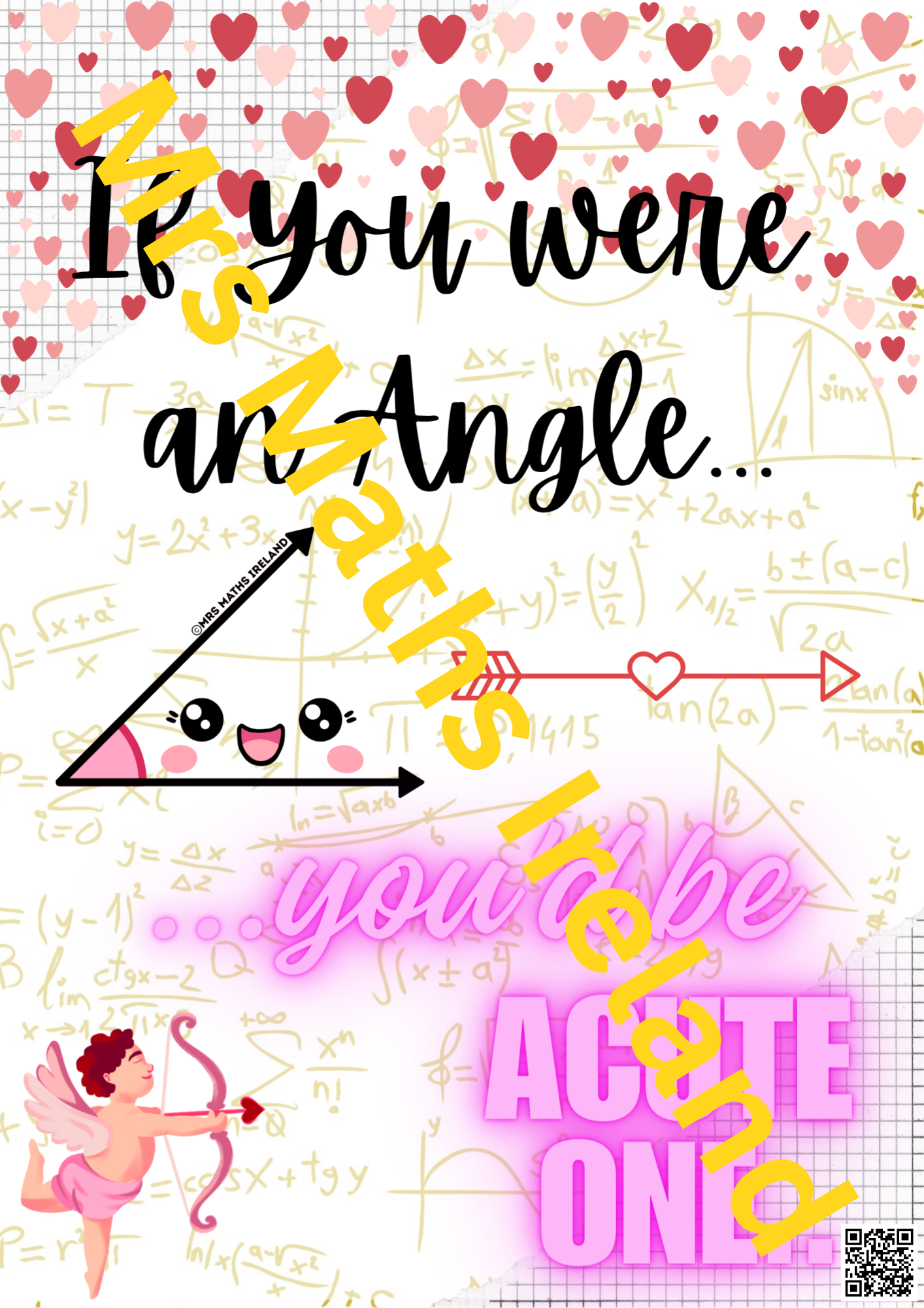 Maths Poster - If you were an angle, you'd be acute one. Classroom Poster - Digital Download