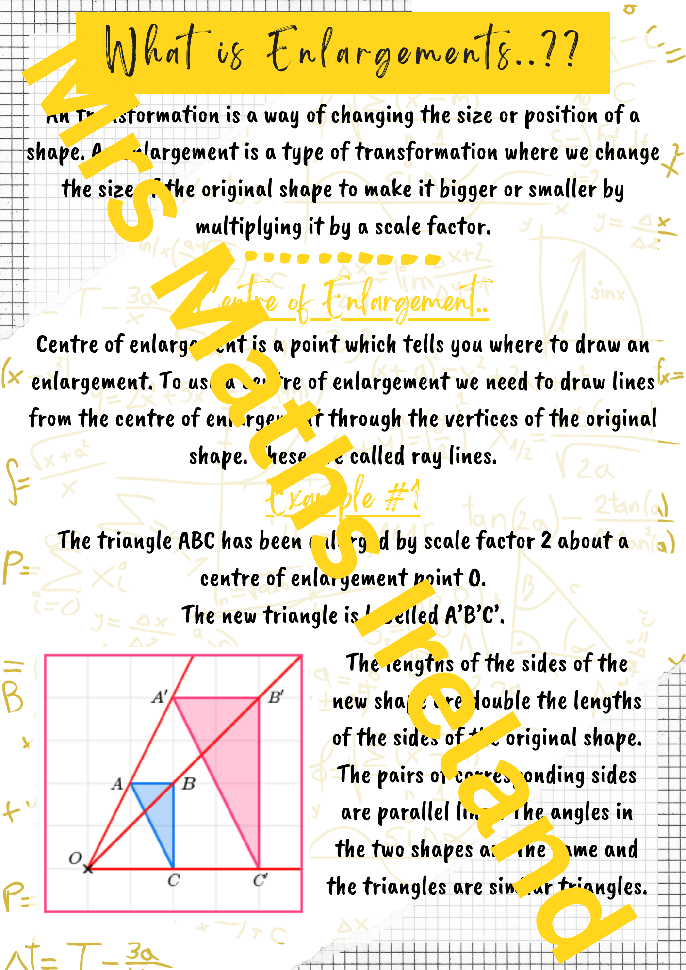 Enlargements - Geometry LCOL & LCHL - "Quick Notes"