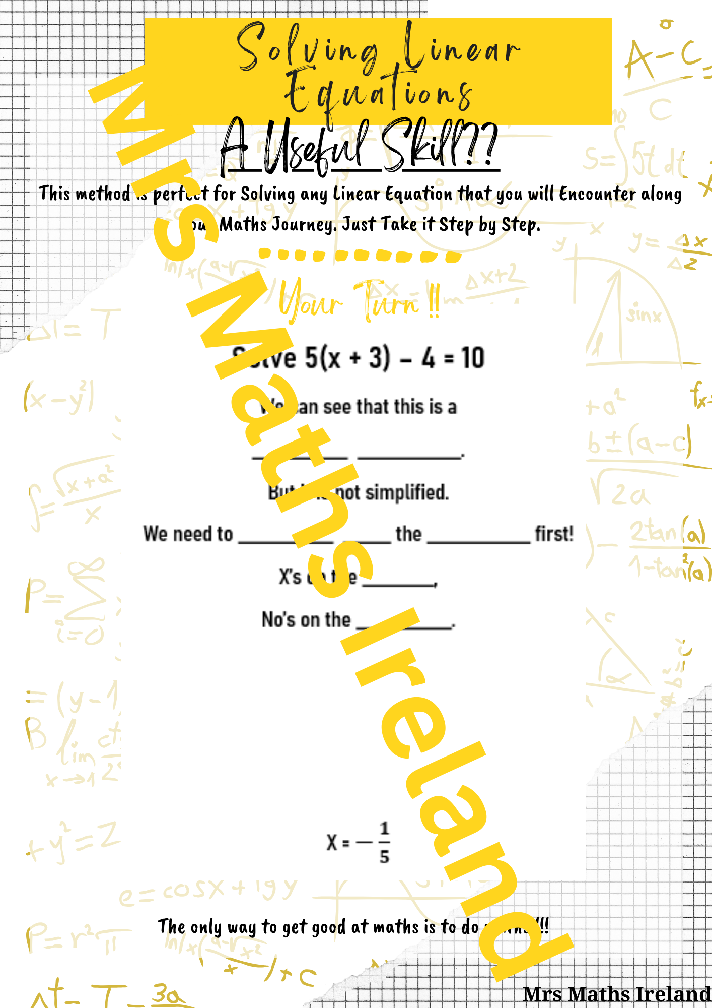Solving Linear Equations LC OL & HL "Quick" Notes - Digital Download