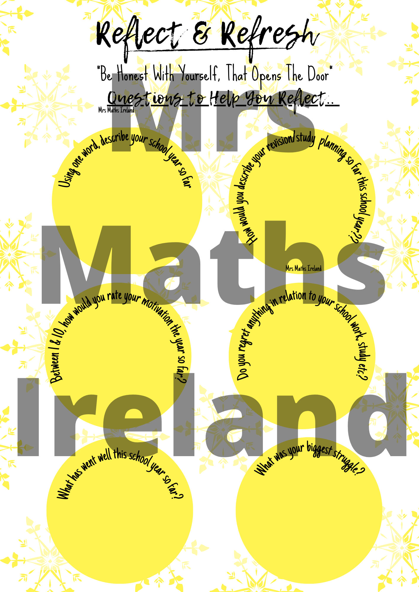 Reflect & Refresh Worksheet