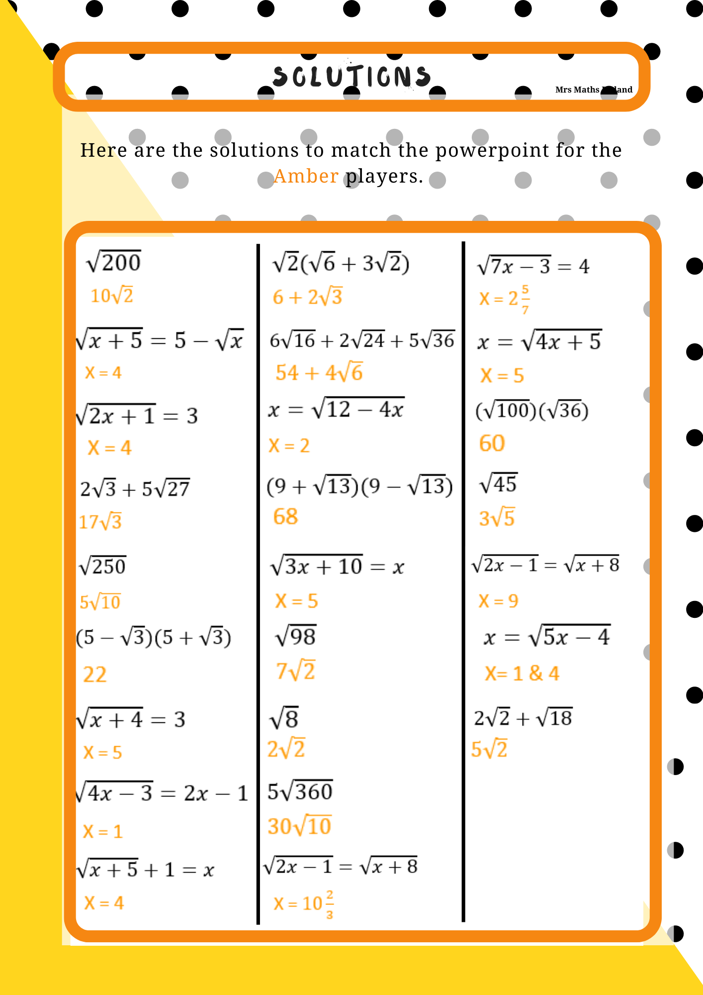 Who Let The Surds Out ?? Lesson Plan-JCHL - LCOL-LCHL - Pi Plan