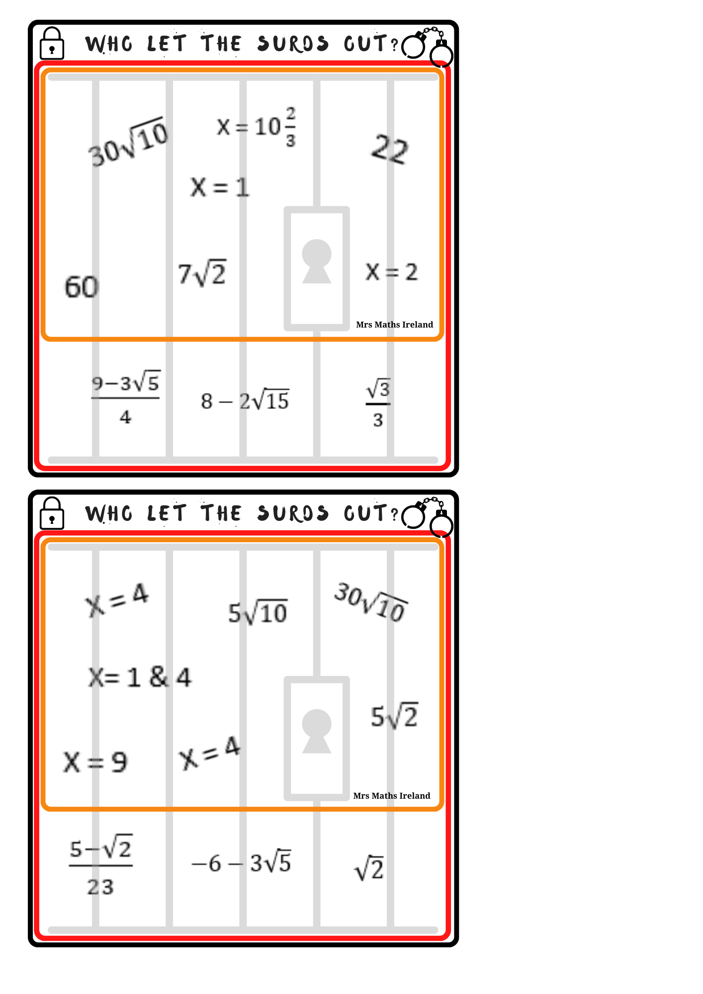 Who Let The Surds Out ?? Lesson Plan-JCHL - LCOL-LCHL - Pi Plan