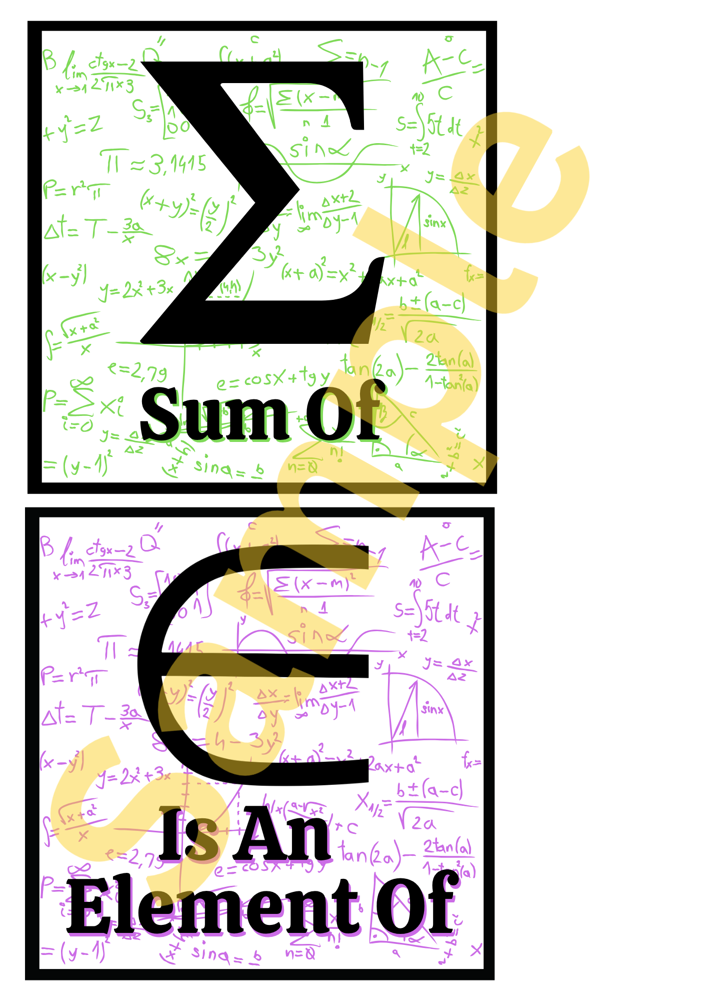 Maths Symbols Mini Poster Set – 20 Square Mathematics Classroom Prints