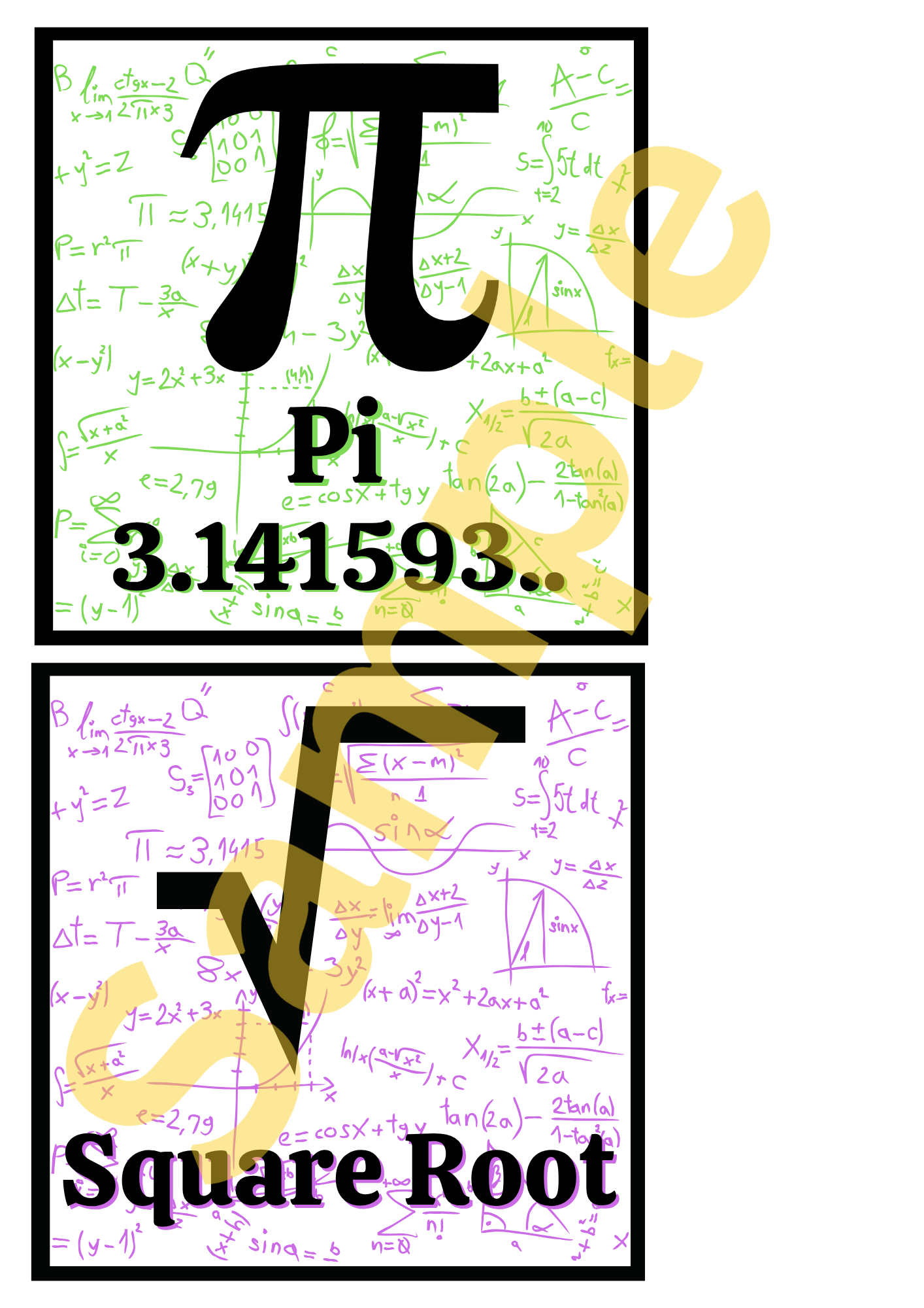 Maths Symbols Mini Poster Set – 20 Square Mathematics Classroom Prints