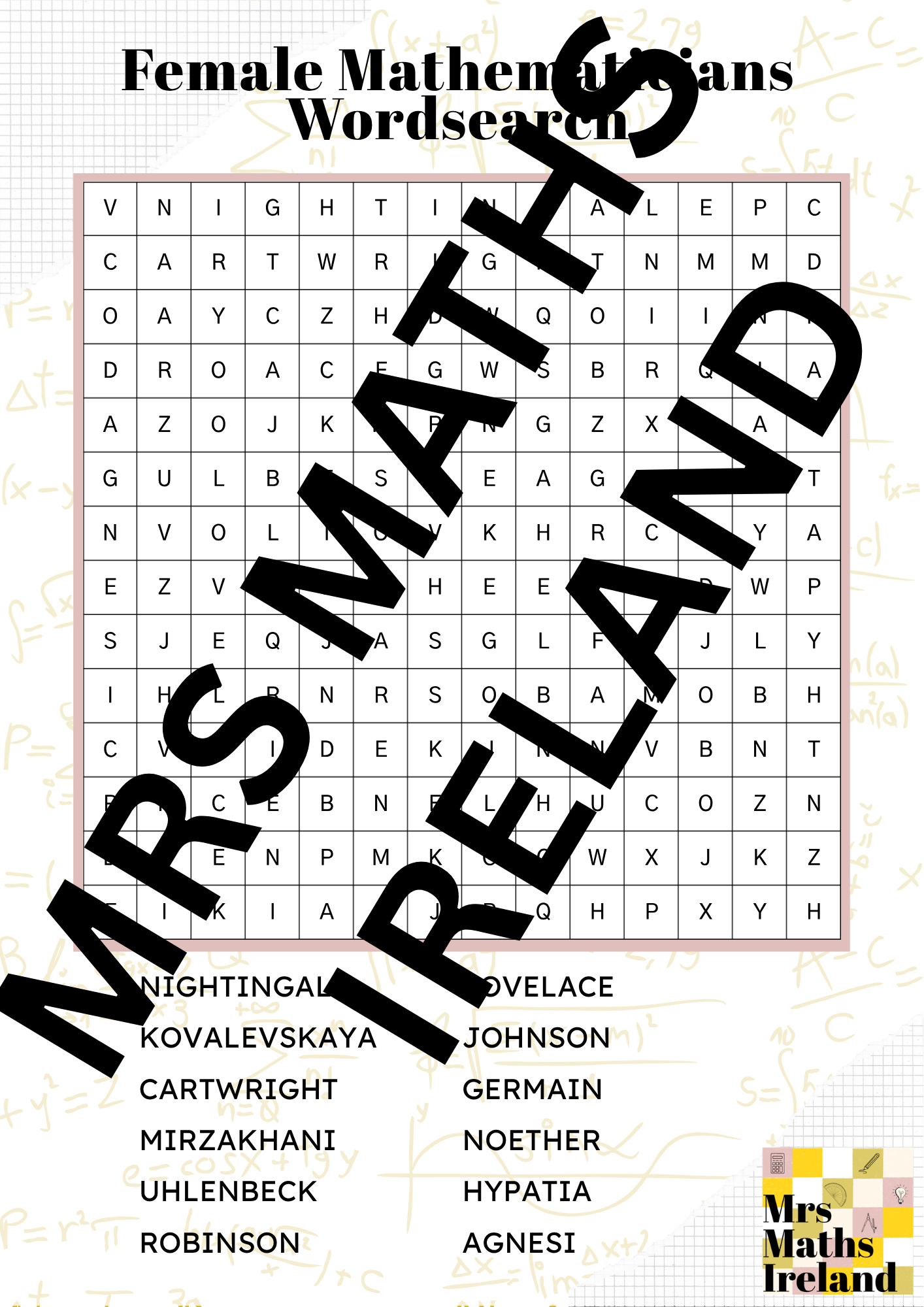 FREE Female Mathematicians Activity Pack for Maths Week | Crossword & Word Search