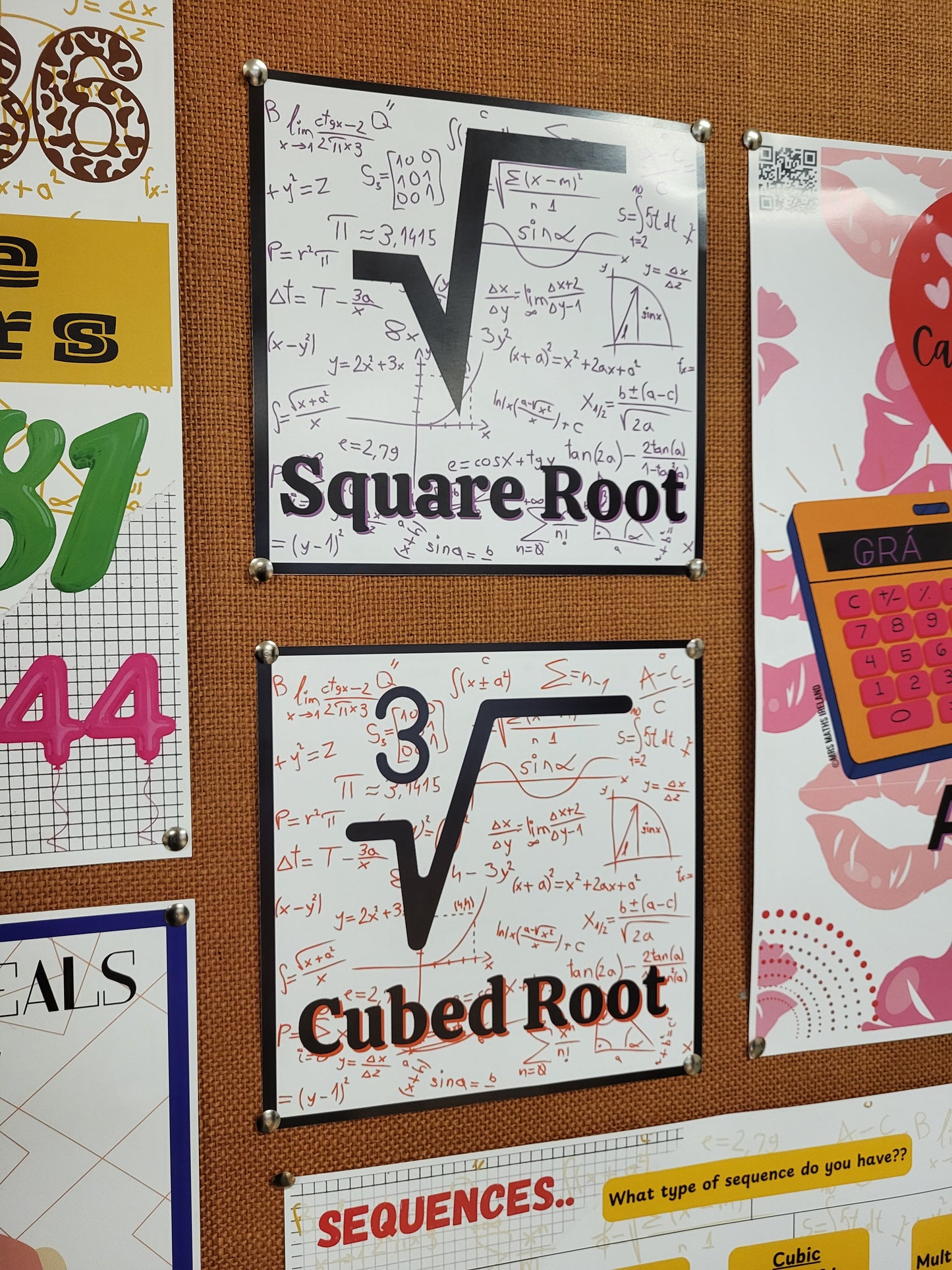 Maths Symbols Mini Poster Set – 20 Square Mathematics Classroom Prints