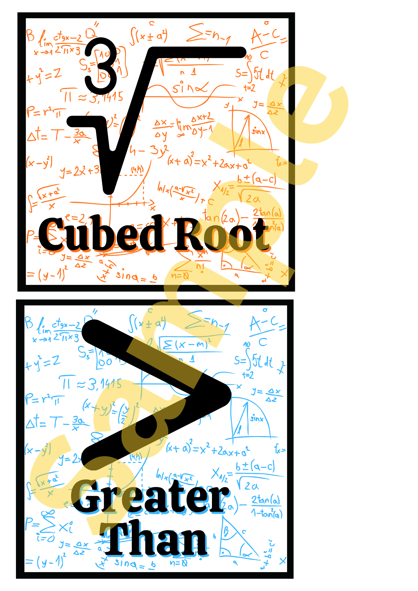 Maths Symbols Mini Poster Set – 20 Square Mathematics Classroom Prints