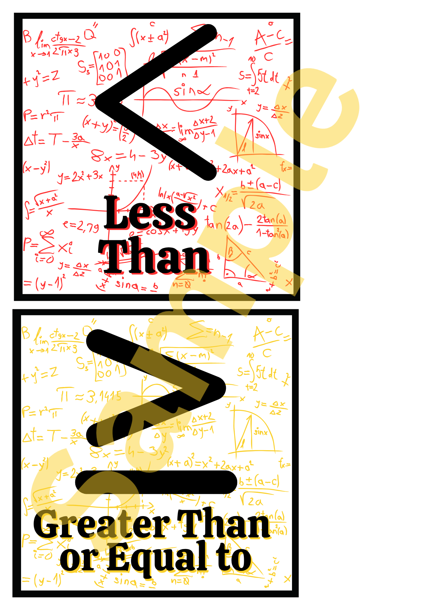 Maths Symbols Mini Poster Set – 20 Square Mathematics Classroom Prints