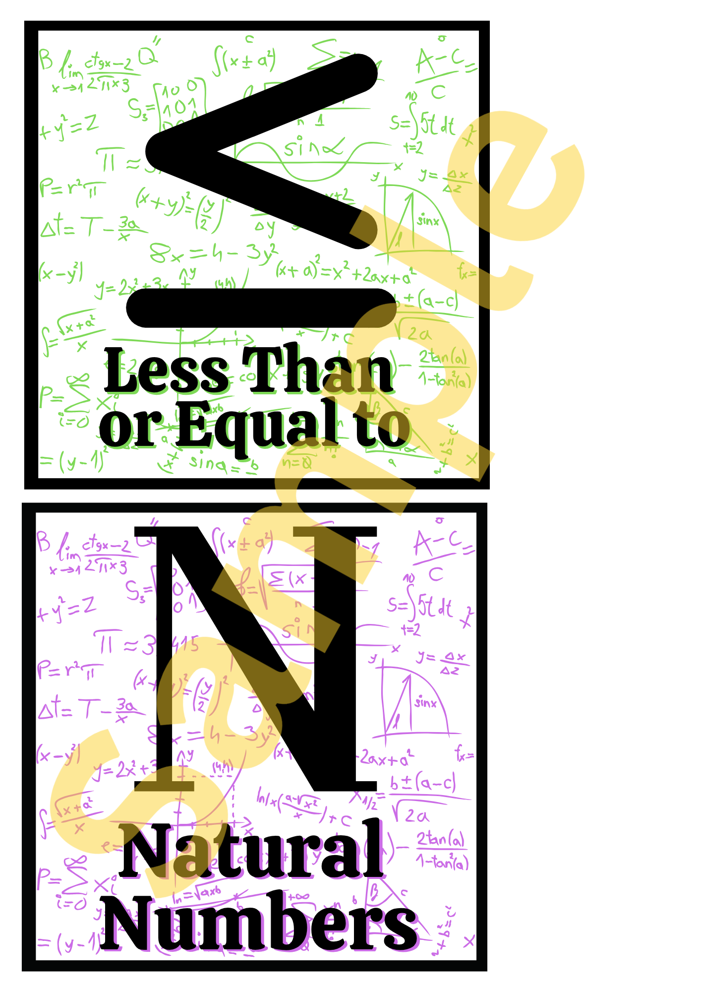 Maths Symbols Mini Poster Set – 20 Square Mathematics Classroom Prints