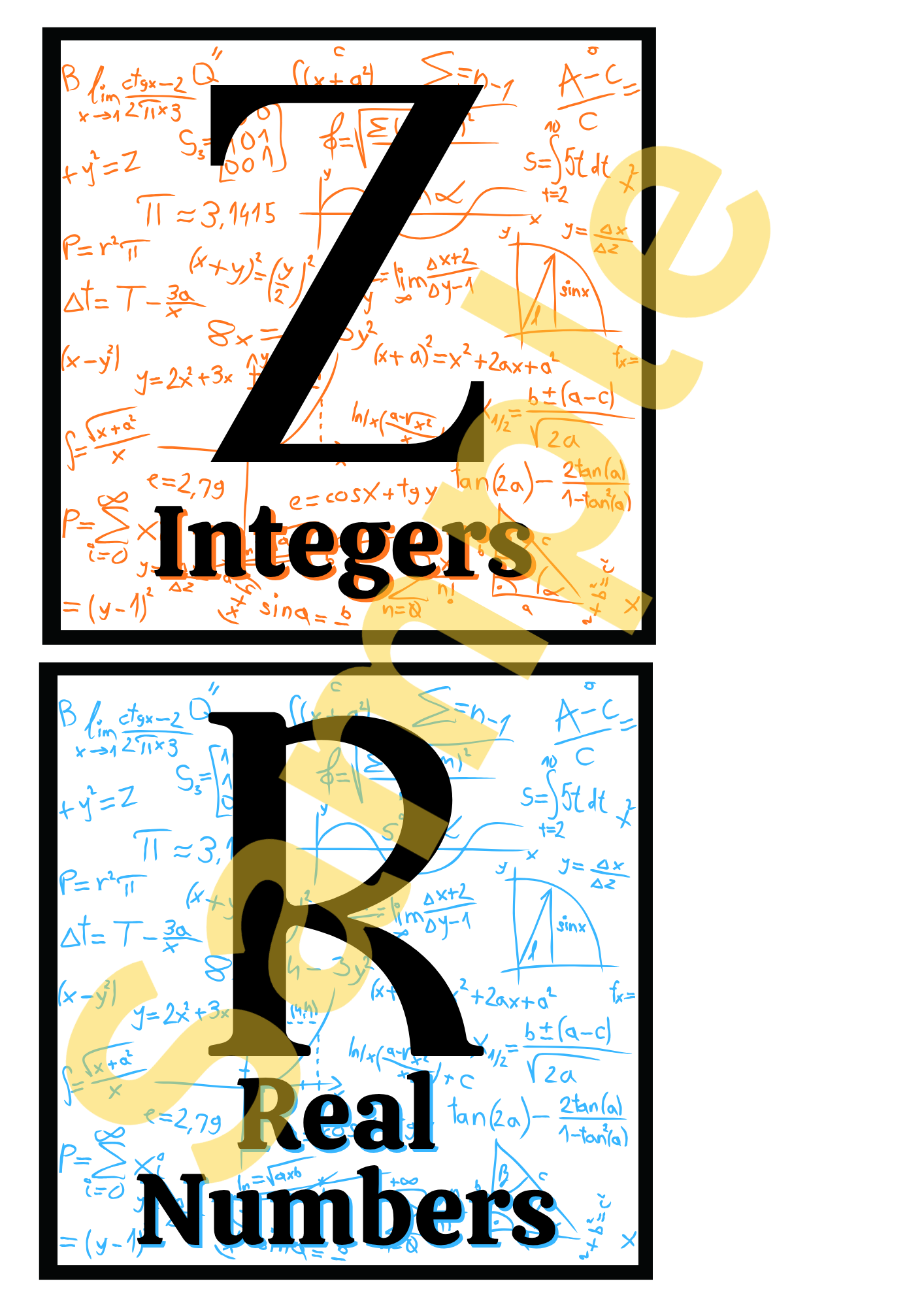 Maths Symbols Mini Poster Set – 20 Square Mathematics Classroom Prints