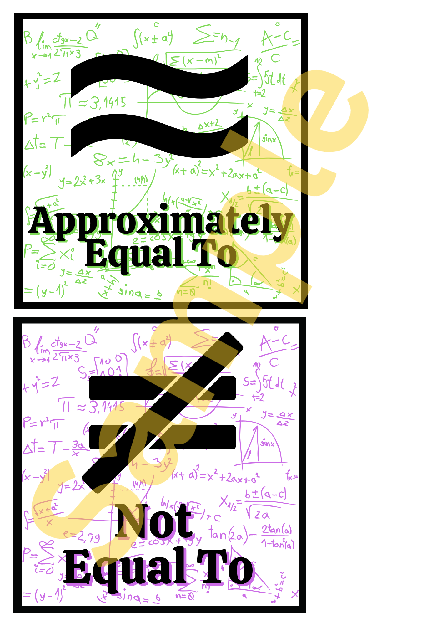 Maths Symbols Mini Poster Set – 20 Square Mathematics Classroom Prints