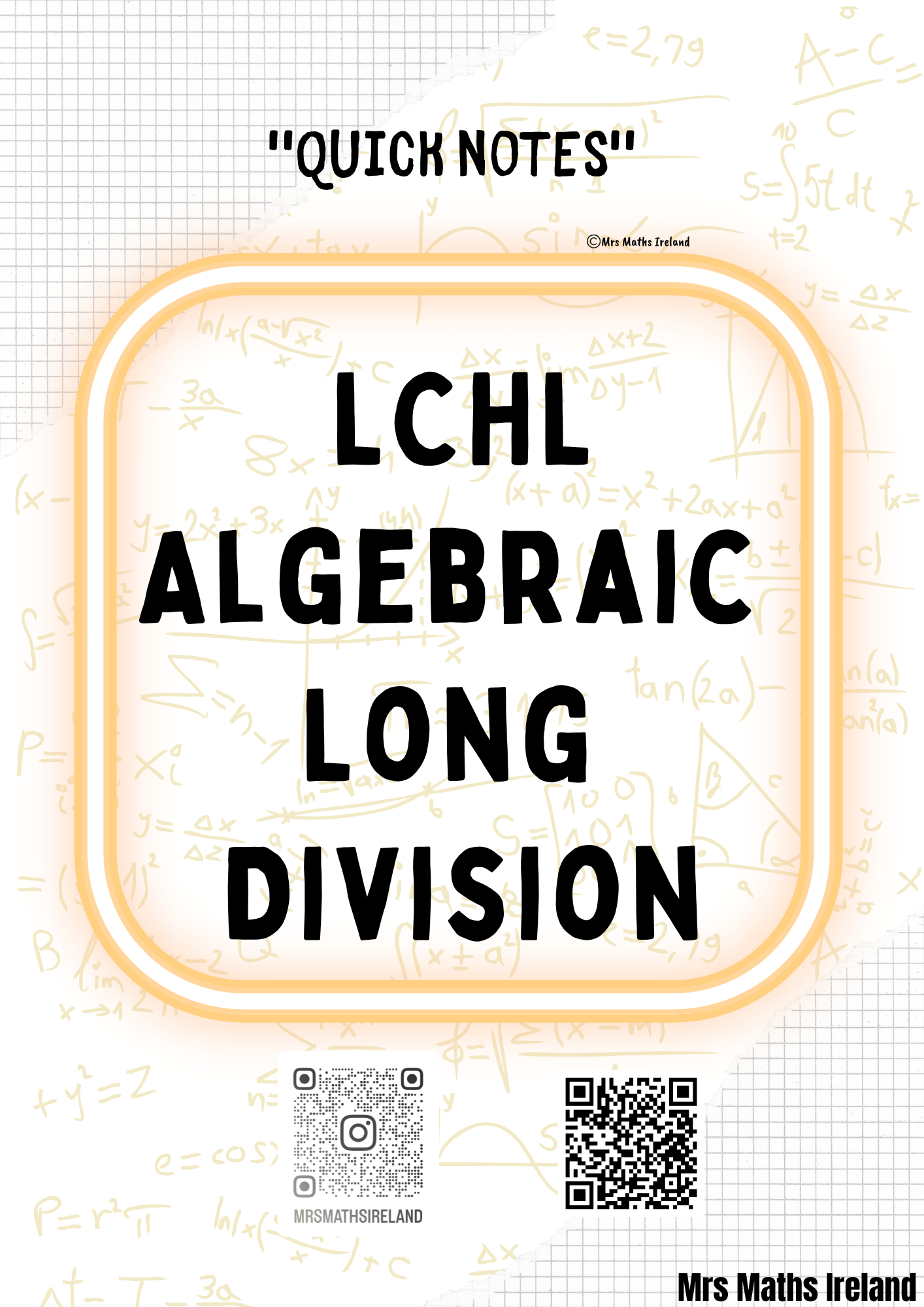 Algebraic Long Division Quick Notes | Step-by-Step Guide + Practice Questions (PDF Download)