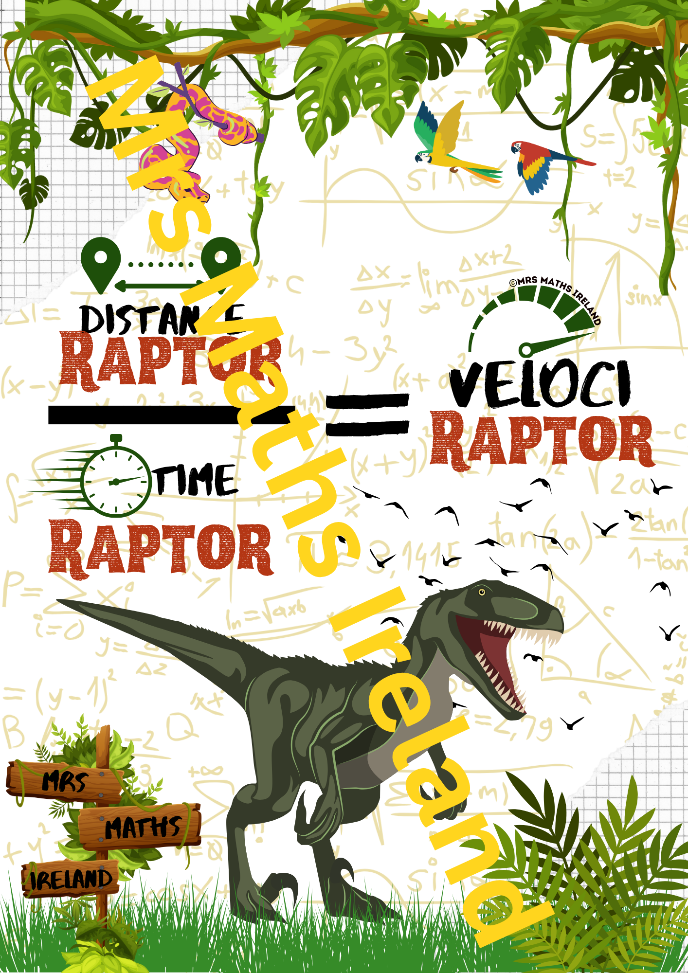 Novelty Maths Poster - "Distance, Speed, Time " Maths Classroom Poster - Digital Download