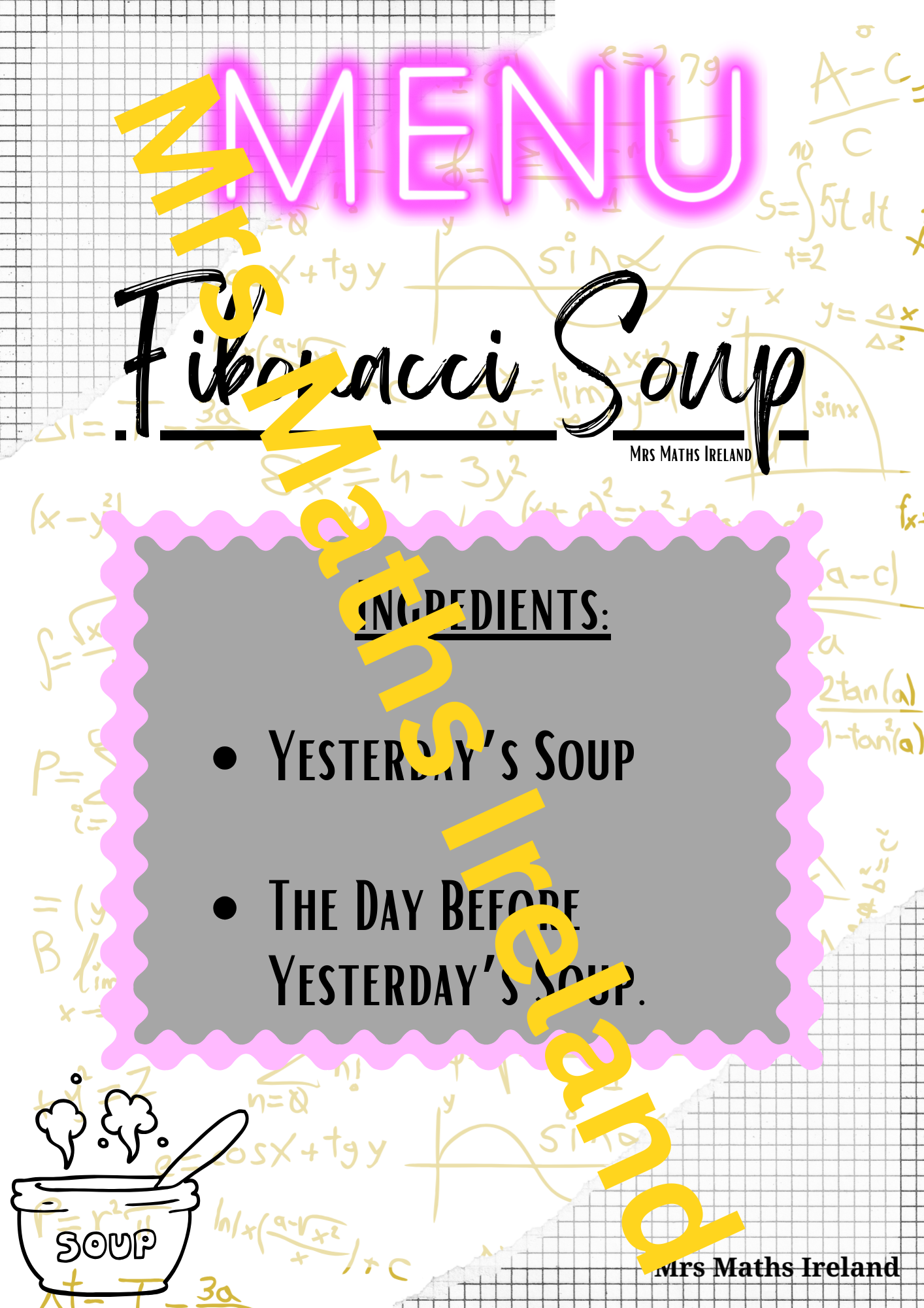 Fibonacci Soup Poster - Maths Classroom Decor